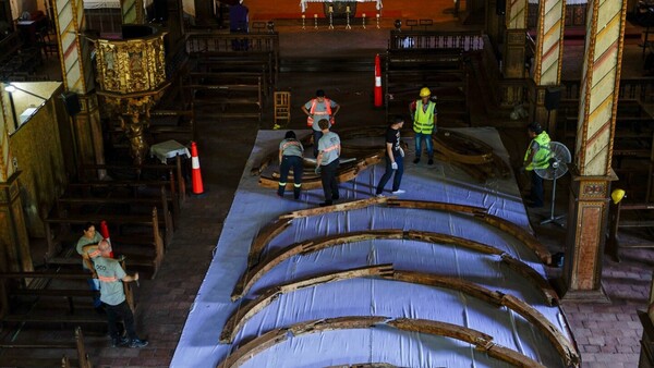 Desmontaron las “costillas de ballena” del Templo de Yaguarón