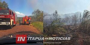 INCENDIO DE PASTIZAL DE GRAN MAGNITUD EN URU SAPUCAI PUSO EN RIESGO A VIVIENDAS