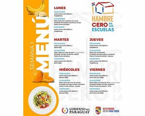 Programa Hambre Cero en las Escuelas: Menú semanal garantiza alimentación equilibrada a estudiantes | DIARIO PRIMERA PLANA
