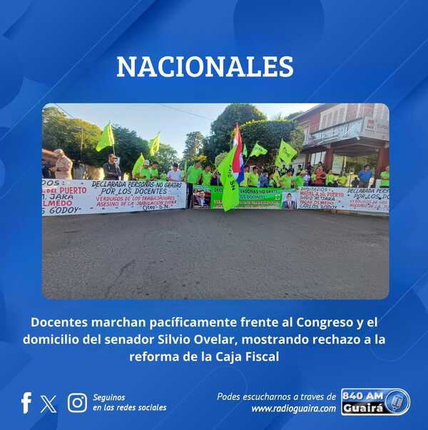 DOCENTES REALIZAN MOVILIZACIÓN DE RECHAZO DEL PROYECTO ACTUAL A LA REFORMA DE LA CAJA FISCAL