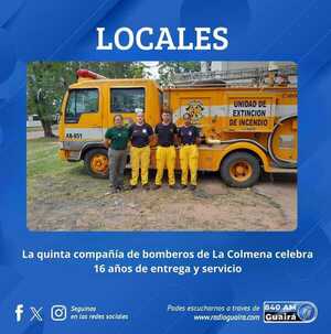 LA QUINTA COMPAÑÍA DE BOMBEROS VOLUNTARIOS DE LA COLMENA CELEBRA 16 AÑOS DE SERVICIO A LA COMUNIDAD