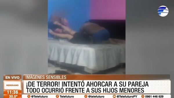Intentó ahorcar a su pareja frente a sus hijos y quedó detenido
