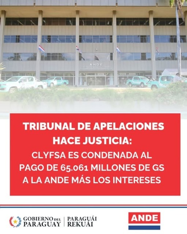 Tribunal confirma millonaria condena a CLYFSA por diferencias tarifarias con ANDE - ADN Digital