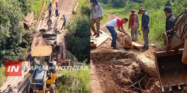 AVANZAN LOS TRABAJOS DE REPARACIÓN DE UN PUENTE EN LA ZONA DE F13 EN NUEVA ALBORADA
