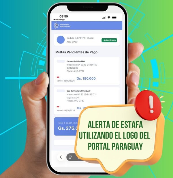 Seguridad digital: MITIC alerta sobre intento de estafa que suplanta al Portal Paraguay