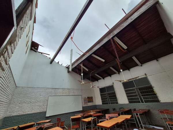 Encarnación: temporal destecha escuela y cuatro niños quedaron heridos - Nacionales - ABC Color