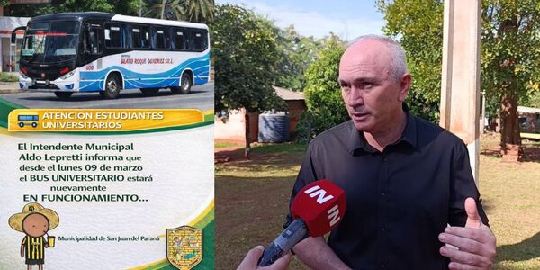 EL BUS UNIVERSITARIO VUELVE A FUNCIONAR EN SAN JUAN DEL PARANÁ