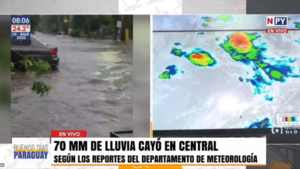 Más de 70 milímetros de lluvias cayeron en Central y Asunción