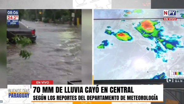 Más de 70 milímetros de lluvias cayeron en Central y Asunción