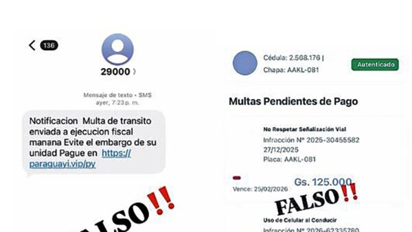 Alertan por mensajes falsos que piden pago de multas en CDE