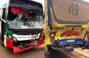 Carrera y choque de colectivos en la ruta Luque-San Ber •