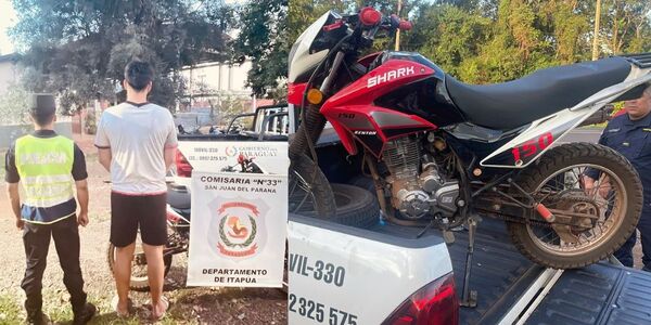 APREHENDEN A JOVEN Y RECUPERAN MOTOCICLETA HURTADA EN SAN JUAN DEL PARANÁ