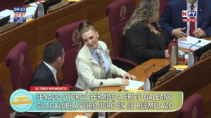 Senado otorgó permiso a Erico Galeano: Guadalupe Aveiro juró en su reemplazo