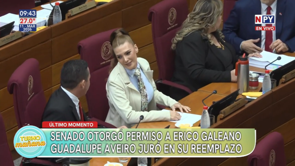 Senado otorgó permiso a Erico Galeano: Guadalupe Aveiro juró en su reemplazo