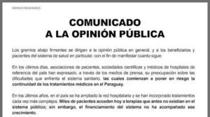 Comunicado a la opinión pública - Espacio Reservado - ABC Color