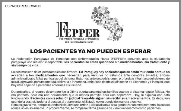 Los pacientes ya no pueden esperar - Espacio Reservado - ABC Color