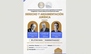 Palacio de Justicia será sede de Primer Seminario Internacional de Formación Continua sobre Derecho y Argumentación Jurídica