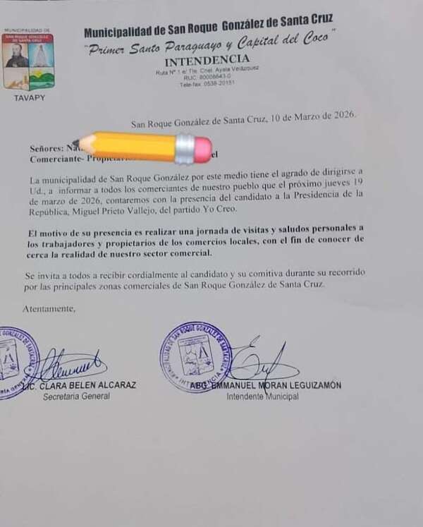Concejal cuestiona uso de la Municipalidad para invitar a recibir a Prieto - Nacionales - ABC Color