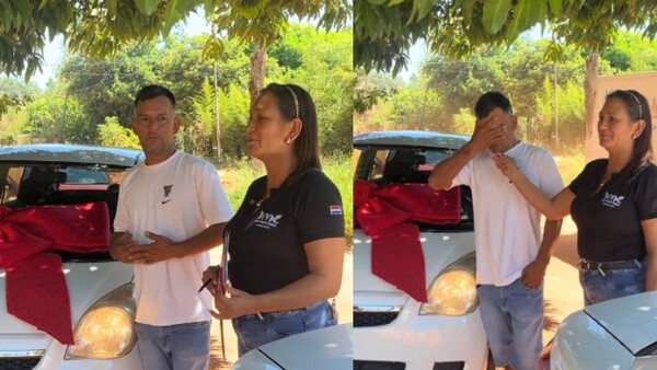 Desde España le regalaron a su papá un auto por su cumple