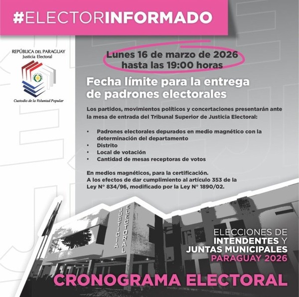 Vence plazo para la entrega de padrones electorales ante el TSJE - ADN Digital