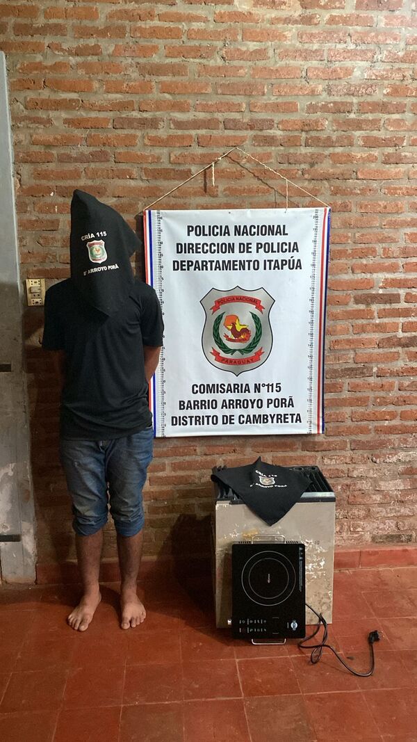 Detienen a joven de 22 años por hurto en el barrio Arroyo Porã de Cambyretá