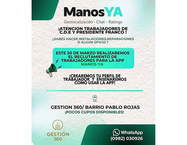 Convocatoria en Alto Paraná: Buscan digitalizar el trabajo de oficios en CDE y Pdte. Franco | DIARIO PRIMERA PLANA
