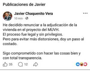 «Chaqueñito» decidió renunciar a vivienda del MUVH que desató polémica