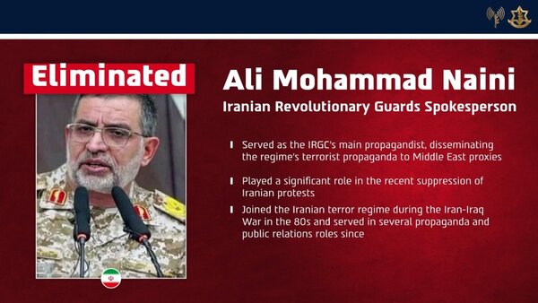 Muere el portavoz de la Guardia Revolucionaria iraní en los ataques de EEUU e Israel