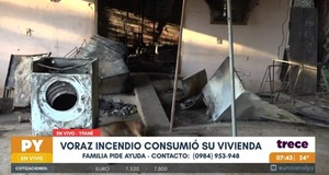 Familia apela a la solidaridad ciudadana tras incendio de vivienda - trece