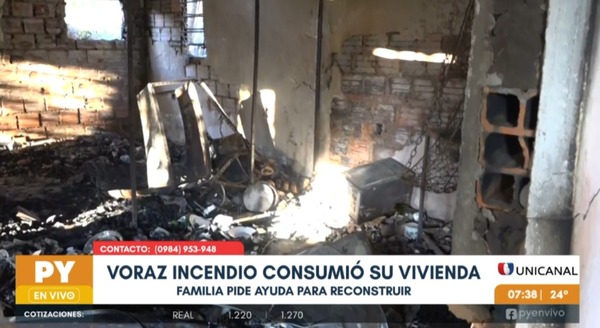 Tras perderlo todo en incendio, familia pide ayuda a la ciudadanía | Unicanal