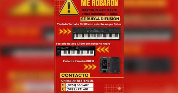 Diario HOY | Músico apela a la solidaridad para recuperar instrumentos robados