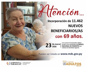 El programa de Adultos Mayores ya llegó a todos los de 69 años