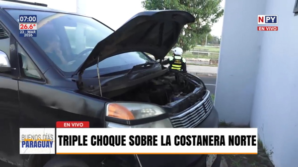 Choque en cadena sobre la Costanera Norte de Asunción causa congestión vehicular
