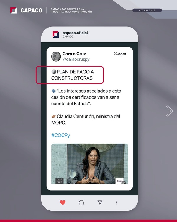 Capaco valora decisión de cubrir intereses pendientes para constructoras - ADN Digital