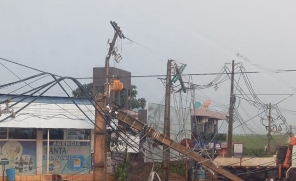 Temporal derriba columnas del tendido eléctrico en San Alberto 