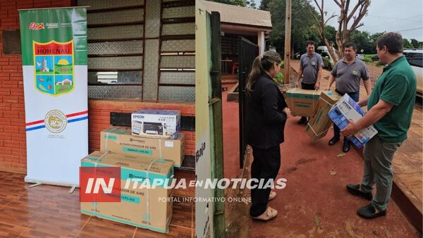 MUNICIPALIDAD DE HOHENAU ENTREGA EQUIPOS AL COLEGIO PARAGUAYO GERMANO