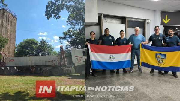 BOMBEROS DE ENCARNACIÓN RECIBEN CONTENEDOR CON EQUIPAMIENTOS DESDE CANADÁ