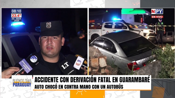 Choque frontal en Guarambaré deja un muerto y una mujer gravemente herida