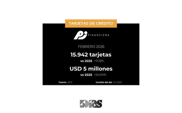Cartera de crédito con tarjetas de Financiera Paraguayo Japonesa creció 11% en Febrero - 5Días