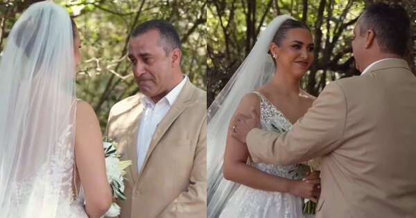 La Nación / Ni el novio lloró: reacción del papá de una influencer paraguaya al verla de novia