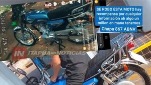DENUNCIAN HURTO DE MOTOCICLETA EN CAMBYRETÁ