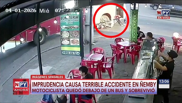 Motociclista sobrevive tras ser arrollado por un ómnibus en Ñemby