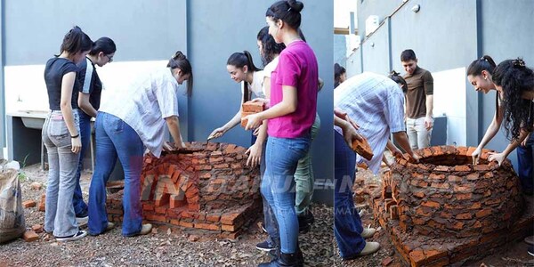 FUTUROS ARQUITECTOS DE LA UNAE RESCATAN TÉCNICAS TRADICIONALES CON LA CONSTRUCCIÓN DE UN TATAKUA EN SEMANA SANTA