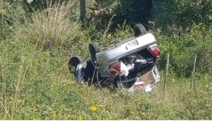 Embarazada salió ilesa tras brutal vuelco en ruta