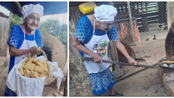 A los 106 años, la abuela Teresa da cátedra de cómo hacer chipa en Coronel Oviedo