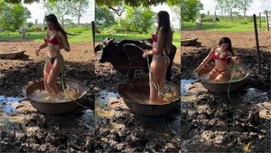 Popular / (VIDEO) ¡Cuerona sorprendió al rollo al bañarse en latona!