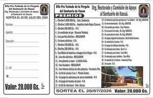 Rifa solidaria sigue en marcha para mejorar el Santuario de Itacuá