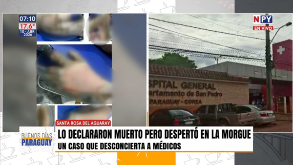 Santa Rosa del Aguaray: hombre dado por muerto recupera signos vitales en la morgue