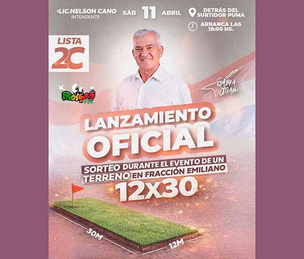 Nelson Cano lanza hoy oficialmente su campaña para la reelección en Hernandarias con multitudinario evento y sorteos de alto impacto | DIARIO PRIMERA PLANA