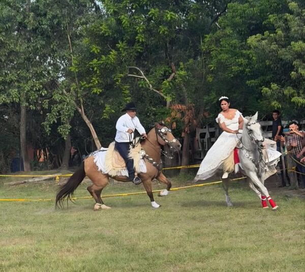 Novios festejan boda con destrezas y talentos en jineteada - Concepción al Día